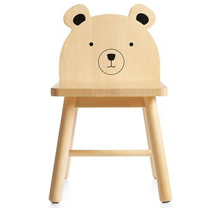 Silla moderna de madera para niños con oso animal